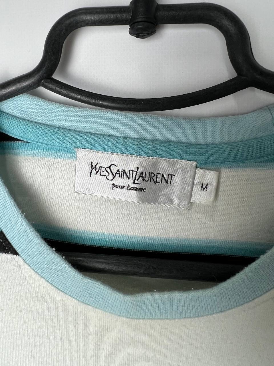 T shirt vintage streetwear y2k YSL Yves Saint Laurent a righe