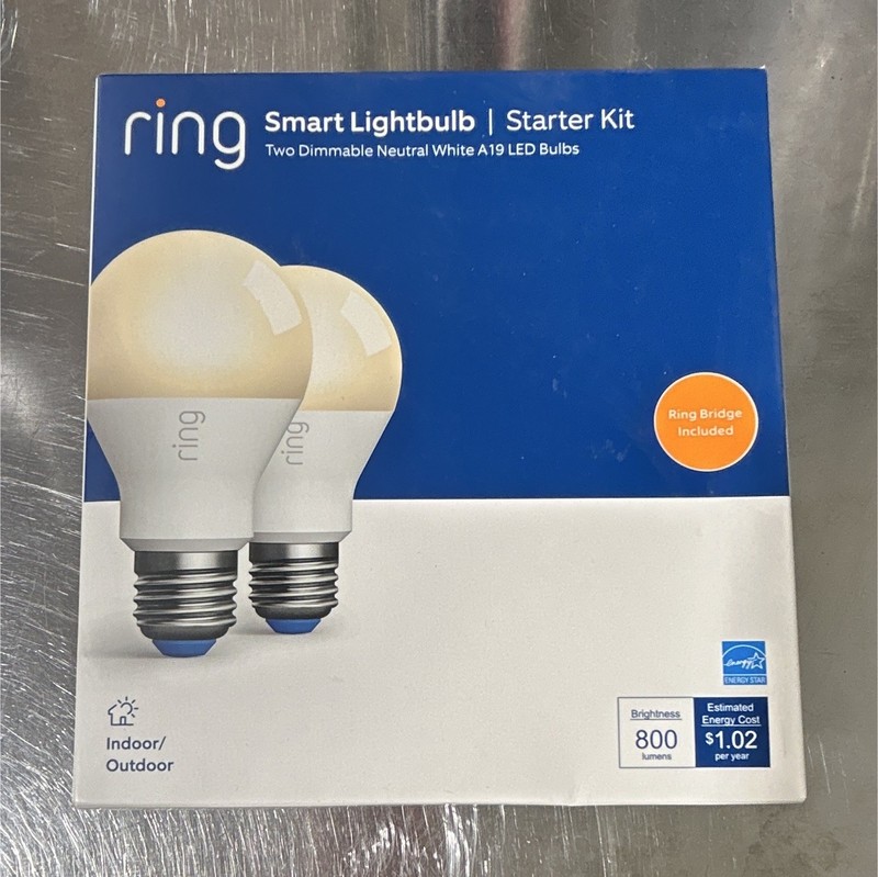 Ring Smart Lightbulb Starter Kit A19 LED Dimmable Neutral White 800lm 3500K