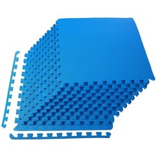 Exercise Mat with EVA Foam Interlocking Tile, 1/2" Thick, 48 Square Feet, Blue