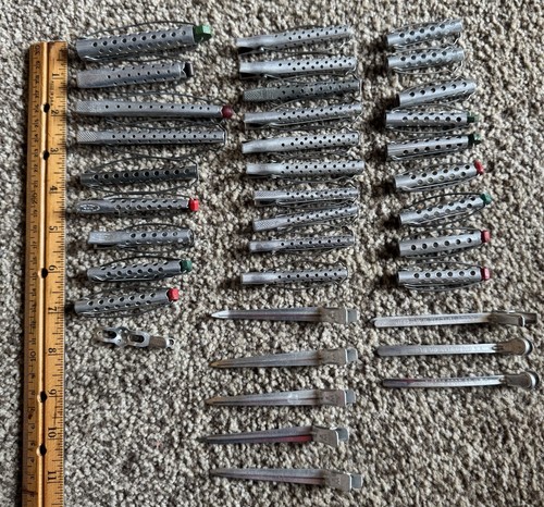 Vntg USA Aluminum Hair Curlers+Clips Tip-Top+Goody Total of 38 Pcs