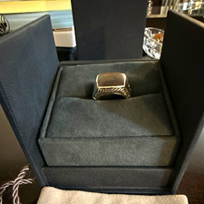 David Yurman 925 Sterling Silver Square Signet Ring Size 9 12mm Band Signed