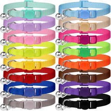 16 PCS Breakaway Cat Collars,Kitten Collar with Bell Cat Collars for Boy Girl Ca