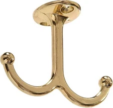 Hillman Undershelf Hooks 852305 Brass Finish Clothes/Towel/Closet 2PC