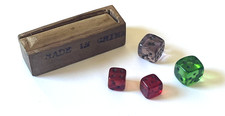 4 Tiny Miniature Glass Dice prob. Czech red/g...