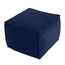  Stuffed Pouf Ottoman Foot Rest, Corduroy Floor Pouf Foot Stool Square Navy