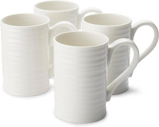 Sophie Conran White Tall Mugs | Set of 4 | 12 Ounce Mugs for Coffee, Tea, and Ho