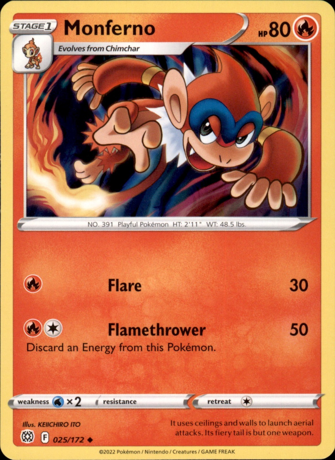 Monferno 025/172 Uncommon - Pokemon SWSH09: Brilliant Stars