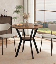 31.5" Round Dining Table Farmhouse Small Kitchen Table W/ Storage Space