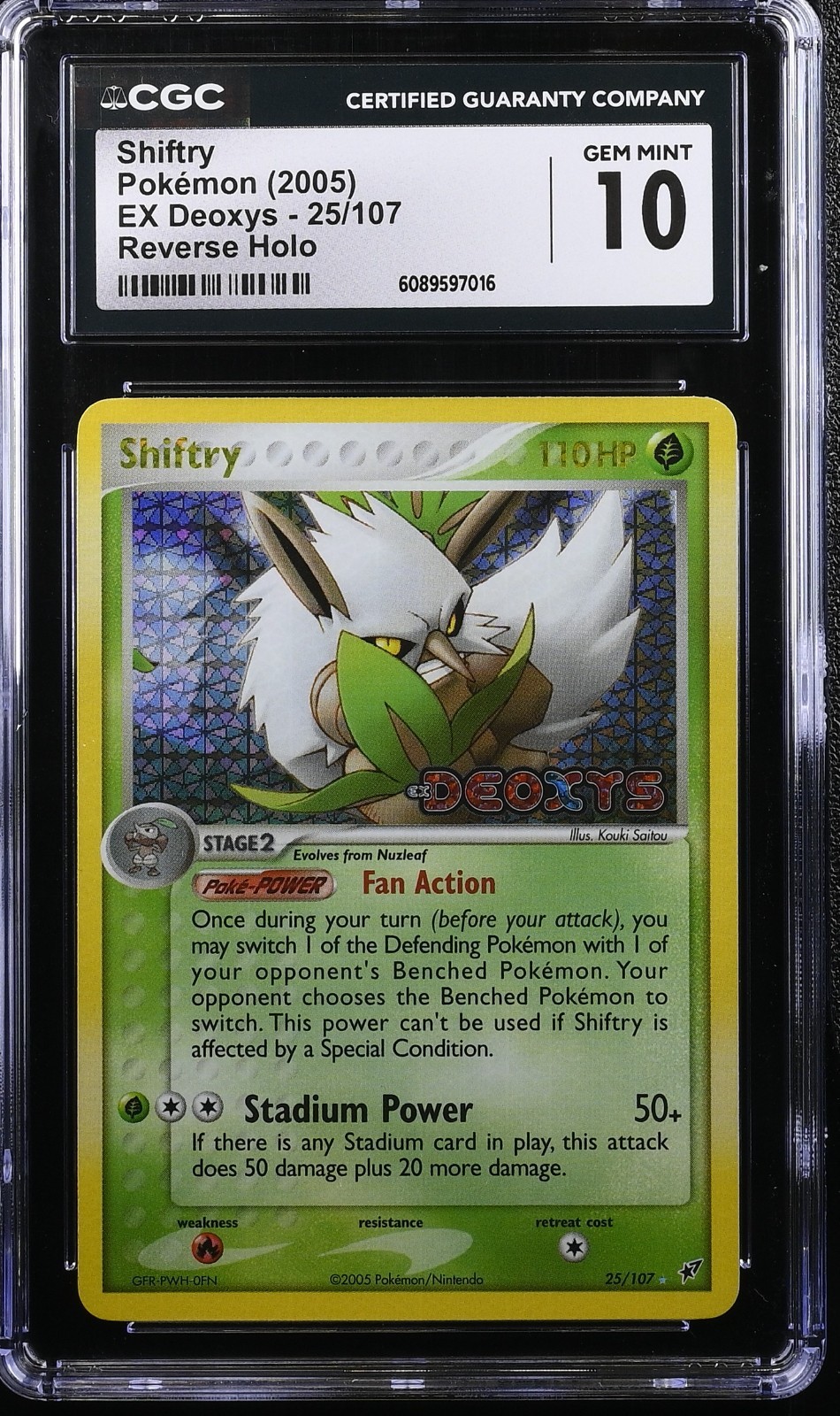 2005 POKEMON EX DEOXYS SHIFTRY REVERSE HOLO 25/107 CGC 10 GEM MINT