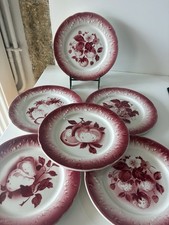 6 PETITES ASSIETTES ROSES DECOR AUX FRUITS 1920 FAIENCE DE LUNEVILLE COLLECTION