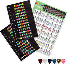 Guitar Fretboard Stickers, with Guitar Chord Chart,Color Coded Note Decals Guita