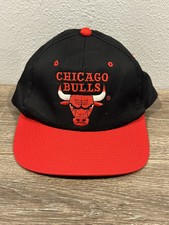 Vintage Chicago Bulls Snapback Hat Made In The USA Black Red Super Nice