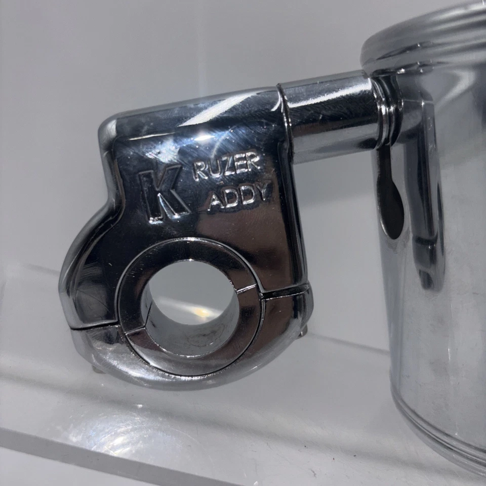Braçadeira de guidão cromada Harley Kruzer Kaddy porta-garrafa copo bebida suporte - Imagem 2 de 4