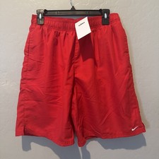 NWT Nike Board Shorts Men's M Med Red Swim Trunks w/Mesh Liner 9" / Nike Swim