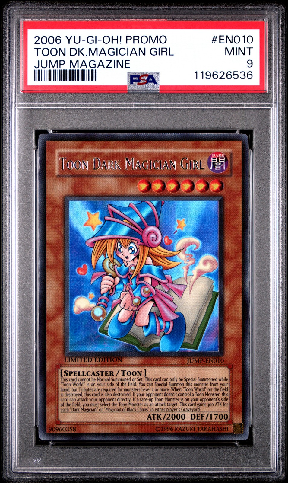 2006 YU-GI-OH! PROMO JUMP MAGAZINE #EN010 TOON DARK MAGICIAN GIRL PSA 9