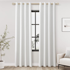 Off White 84" Linen Blackout Curtains, 2 Panels, Thermal Insulated Drapes