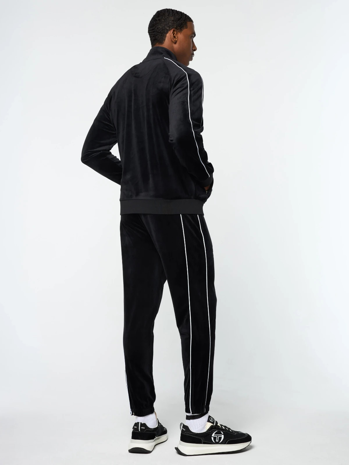 Sergio Tacchini Lioni Velour Track Jacket- Black Beauty image 4