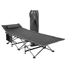 ZONETECH ZONE TECH FOLDING COT CLASSIC GREY PREMIUM QUALITY LIGHTWEIGHT