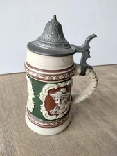 Vintage  Robkopf & Gerz German Beer Stein with Pewter Lid