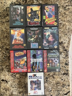 Sega Genesis Lot of 10 Including Chakan Fatal Labyrinth Marble Madness and More