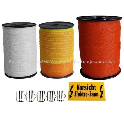Weidezaunband Litze10/20/40 mm Länge Breite Farbe wählbar weiß,gelb-orange