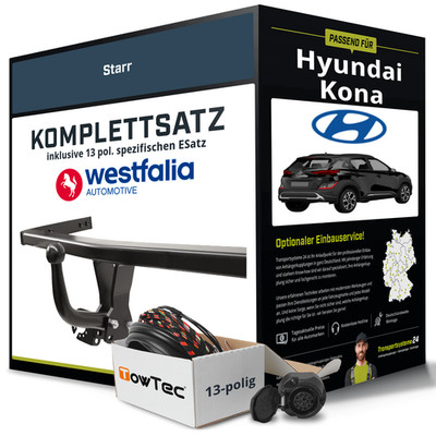 Für HYUNDAI Kona Typ OS Anhängerkupplung starr +eSatz 13pol 06.2017-04.2023 Set
