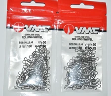 2 packs vmc rolling swivel  size 4  180lb test 50 pr pack saltwater freshwater
