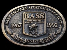 JJ01166 VINTAGE 1992  BASS ANGLERS SPORTSMAN SOCIETY  25th YEAR BELT BUCKLE