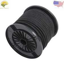 Black Nylon Rope Sturdy Spool Solid Braid Rope Abrasion Resistance 3/8" 250'