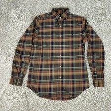 Ralph Lauren Shirt Mens Small Brown Plaid Button Down Long Sleeve Cotton Pony