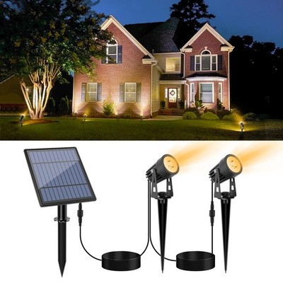 APONUO Metal 2-in-1 Solar Spot Lights: Warm White IP65 Auto On/Off Outdoor.
