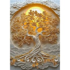 Jigsaw Puzzle 1000 Pieces Tree of Life Golden White Paper Sun Nature Art