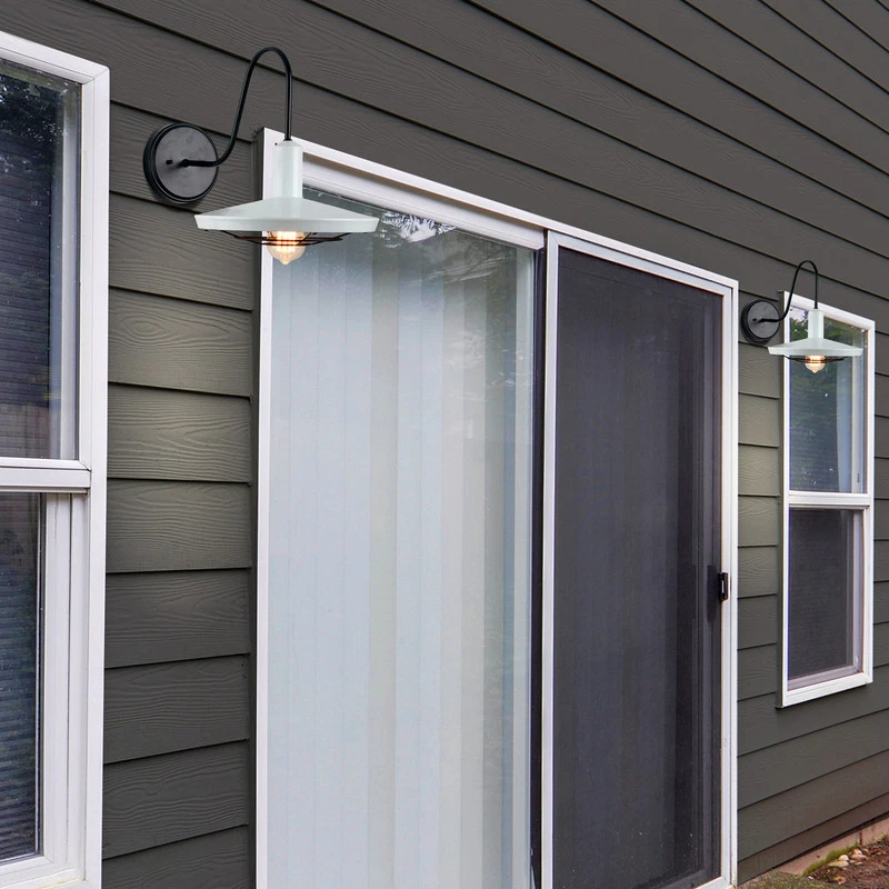 Aplique exterior moderno de metal negro/blanco YHD Foto 4 de 4