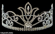 Crown Silver Rhinestone Studded Queens Crown Adult Adjustable Headpiece