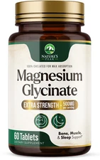 Nature's Magnesium Glycinate 500 mg - High Absorption Magnesium
