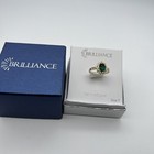 <!--F#f_0-->Brilliance Fine Jewelry Gold Plated Genuine Green Clear Crystals Ring Size 7<!--F/-->