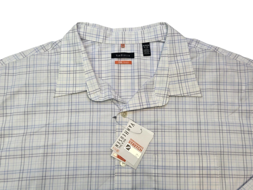 Van Hausen Performance Long Sleeve Dress Shirt White Check Mens Size 2XL - Image 2 of 4