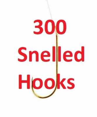 300 Snelled Bait Fishing Hooks Gold Snells Size 3 Lot 1'' Small Leader Wholesale