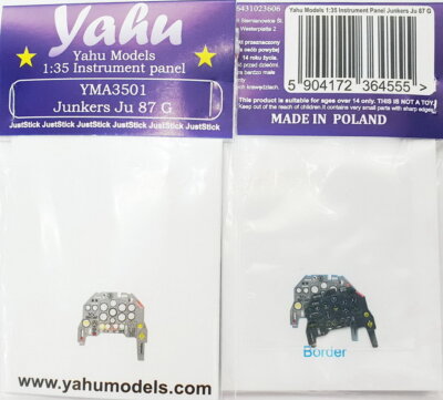 Yahu 1/35 Junkers Ju-87 G Instrument Panel for Border Models