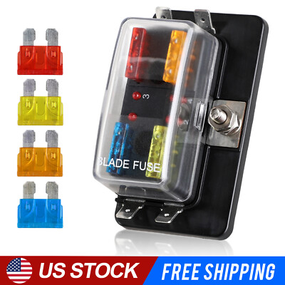 4Way 12V 24V Auto Car Power Distribution Blade Fuse Holder Box Block Panel Board