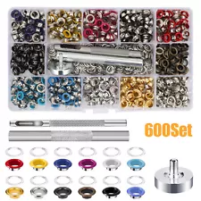 600 Set 3/16" Grommet & Washer Kit with Hole Punch Eyelets Set for Leather Craft