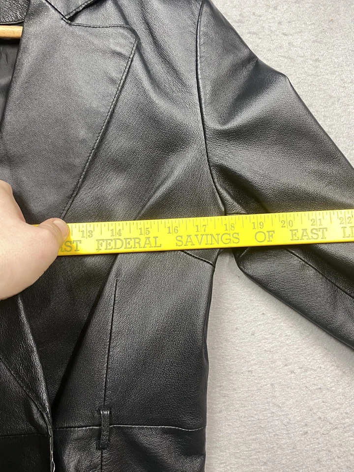 Bisou Bisou Leather Jacket Michele Bohbot Black Size Medium *No Belt* - Image 3 of 4