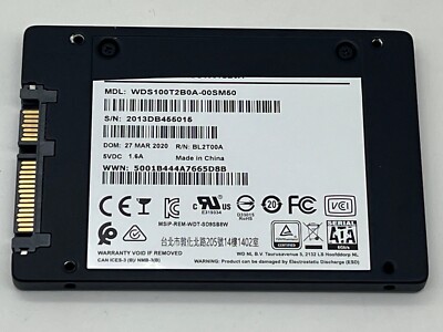 Western Digital WDS100T2B0A SATA 1TB 2.5'' SSD w/ DOD Erase & 90%+ Good Report