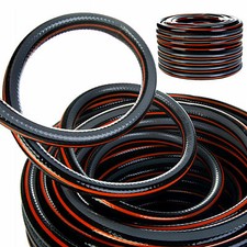 4 LAYER Garden CARBON BLACK Hose Pipe Reinforced 15-50m, 4 CONNECTORS,  1/2"