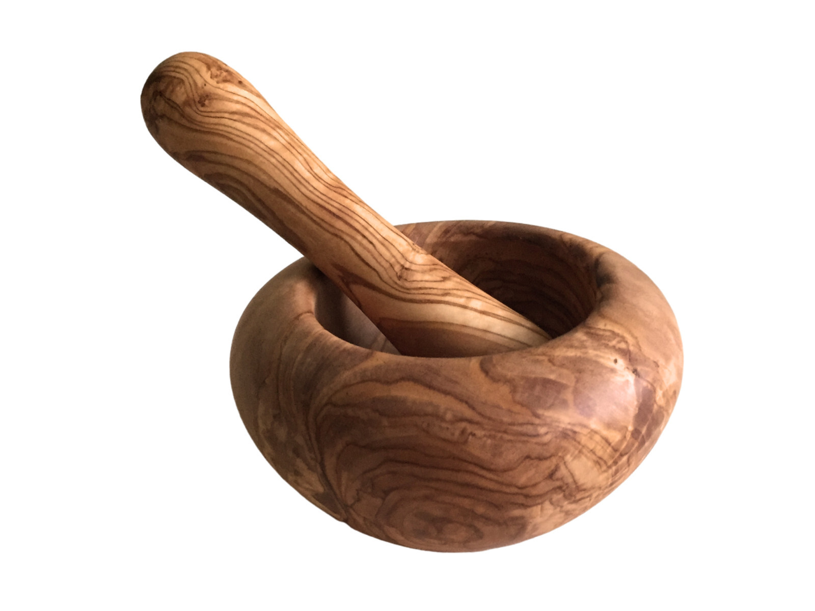 Mörser mit Stößel abgerundet, Küchenmörser, Gewürzmörser, Olivenholz ...