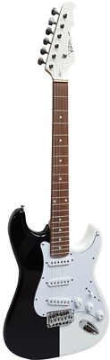 KNALLER FARBKOMBI ELEKTROGITARRE E GITARRE SCHWARZ WEIß WEIßER KOPF TREMOLO xxxx
