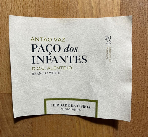 Etiqueta botella vino blanco Antão Vaz Paço dos infantes DOC alentejo 2022 Vidigueira - Imagen 3 de 5