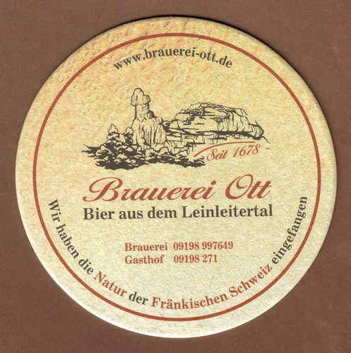 Beer mat coaster, brewery OTT, Oberleinleiter/Upper Franconia/Bavaria #1503#
