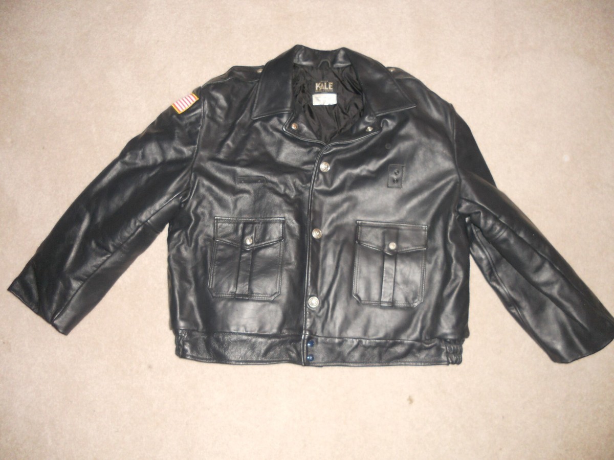 Vintage Kale Chicago Uniform Police Leather Bomber Jacket 54 Vintage Kale Chicago Uniform Police Leather Bomber Jacket 54