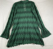 Free People Women's Mesh Flowy Oversized Green Lace Dress